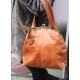 Maya Large Top Clip Tan Leather Handbag 